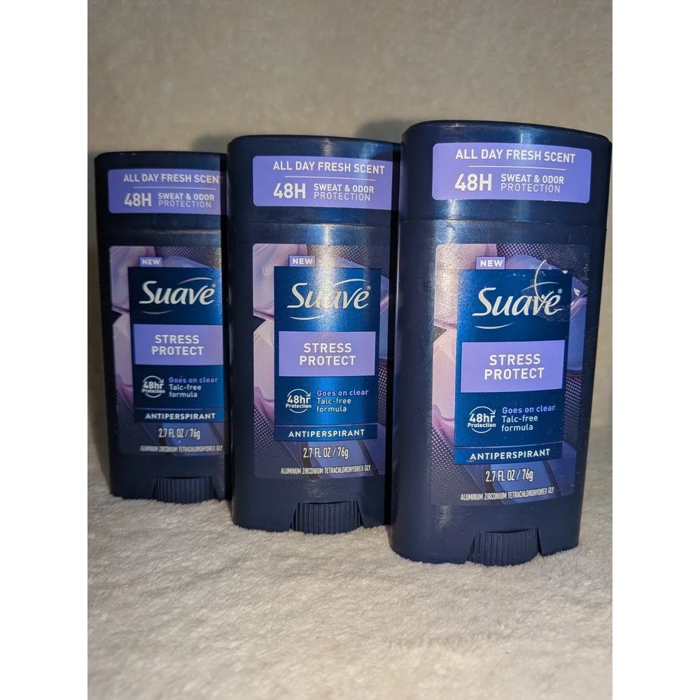 LOT (3) SUAVE STRESS PROTECT MEN'S ANTIPERSPIRANT DEODORANT FRESH SCENT 2.7 OZ